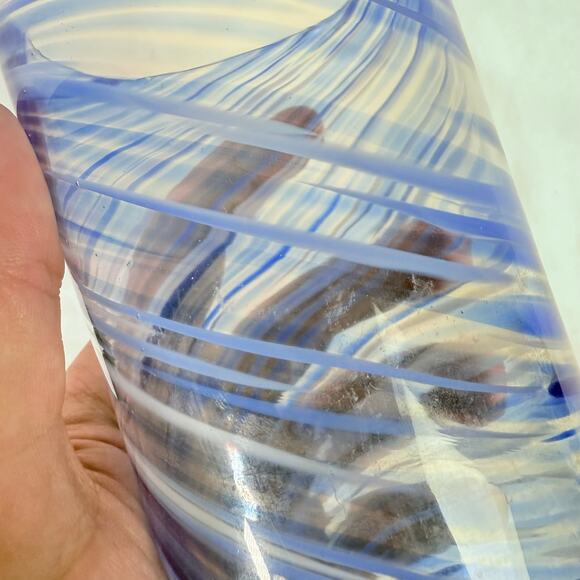 Cool Cobalt Blue White & Clear Art Studio Drinking Glass Tumbler Collectible - Picture 3 of 5